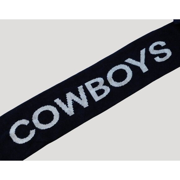 Dallas Cowboys Ford Logo Knit Scarf Blue Fringe Double Sided 7 x 49 Inch - Picture 3 of 5